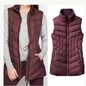 Athleta Responsible Down CYA Zipper Vest Cassis Purple Burgundy Size XL $178